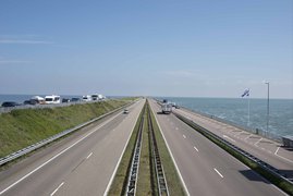 "Afsluitdijk" dike highway on water Friesland