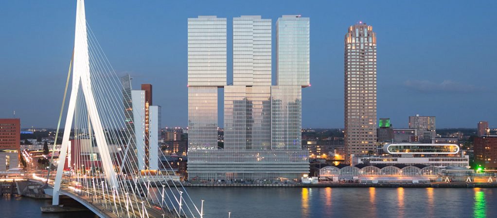 Modern bridge in cityskape Rotterdam