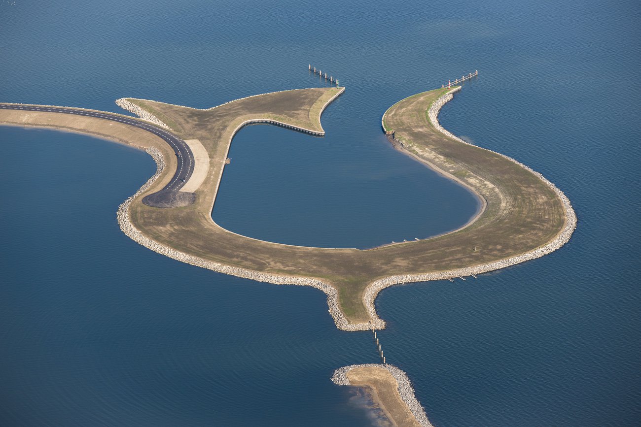 Artificial tulip shaped island Zeewolde