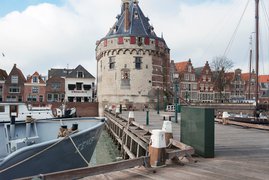 Medieval tower and harbor Hoorn
